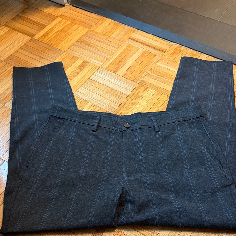 Zara Men's Dark Blue Plaid Dress Pants
